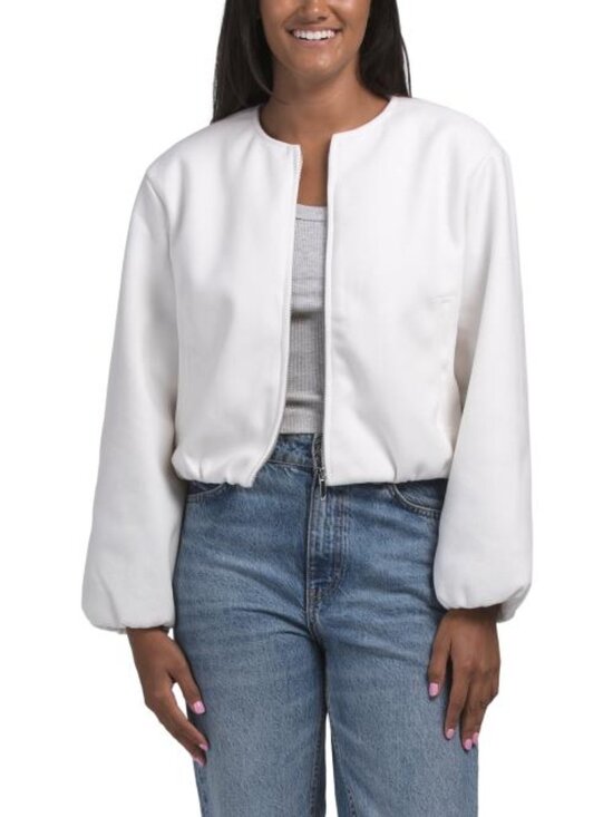 Jason Wu Jackets & Blazers - JASON WU lines long sleeve zip front bomber jacket with gathered hem